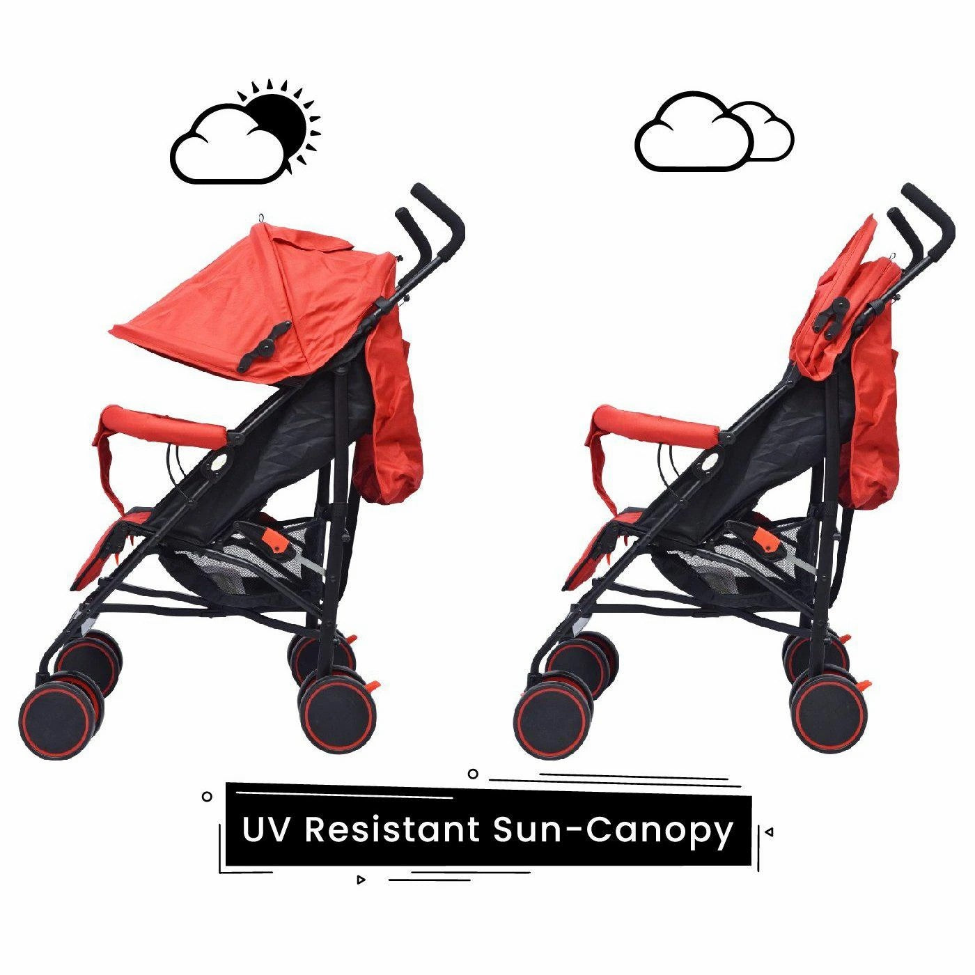 R for Rabbit Twinkle Twinkle Compact Folding Baby Stroller and Pram for Kids of 0 to 3 years(Red & Black)