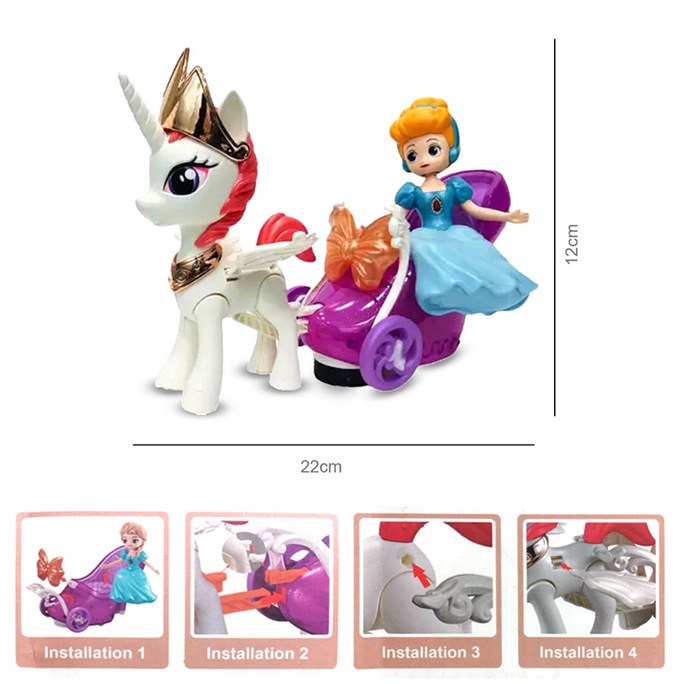 Princess Doll Riding Carriage Battery Operated Toy for Kids 3+Y Age, Multicolor