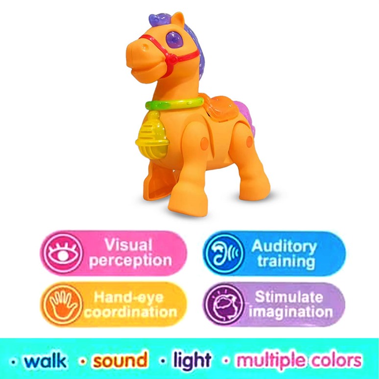 Cute Dony Unicorn Battery Operated Toy With Lights & Music 3+Y Age - Orange