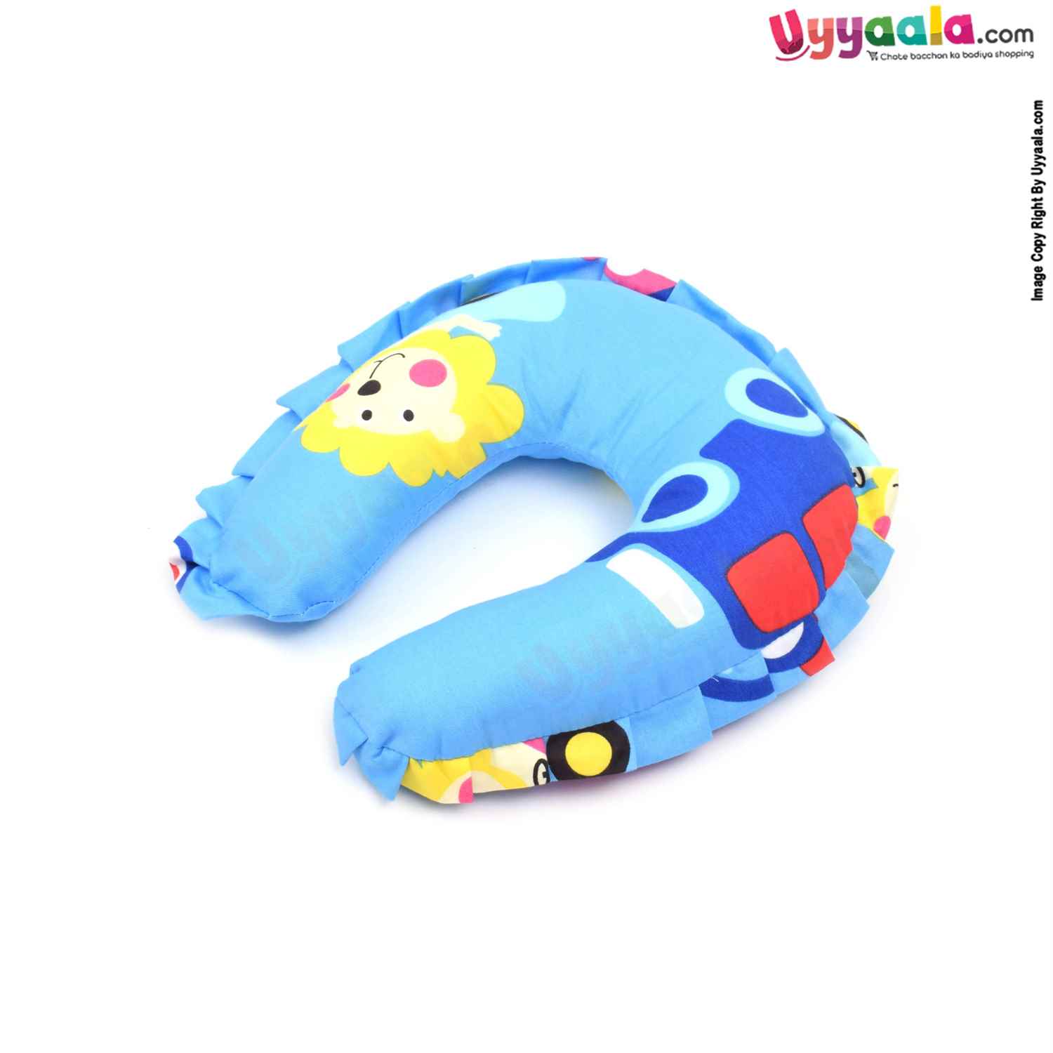 Baby Neck Pillow Cotton Horse -Shoe Shaped for Babies with Lion & Car Print 0+m Age