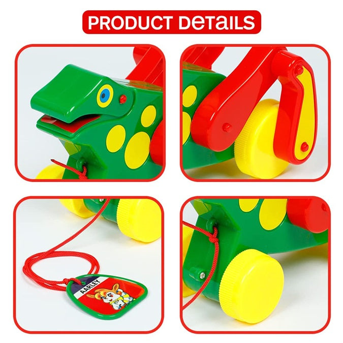 Prince Frog Pull Along Toy with sound for Kids 1+Y Age - Green