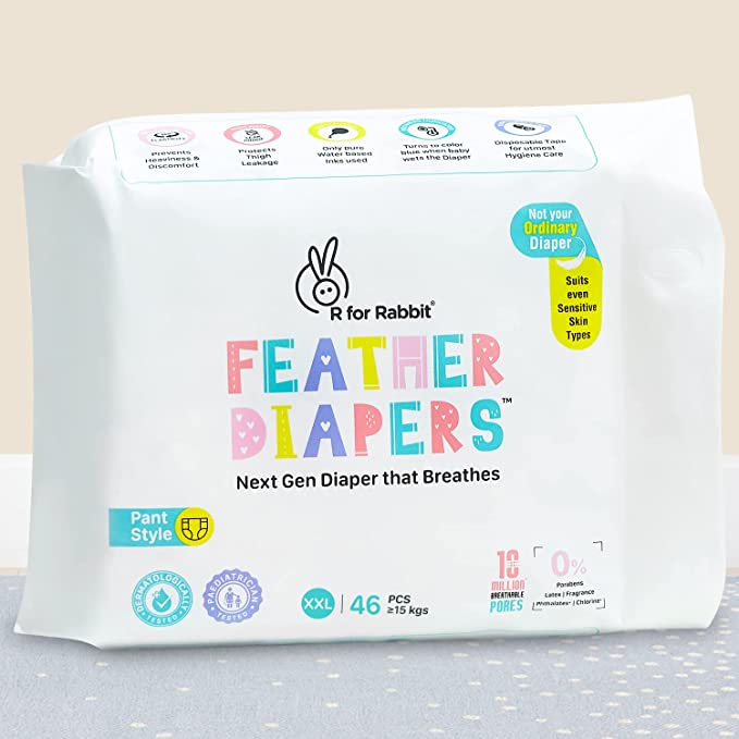 R for Rabbit Feather Diapers For Your Baby - XXL (Above 15kgs)