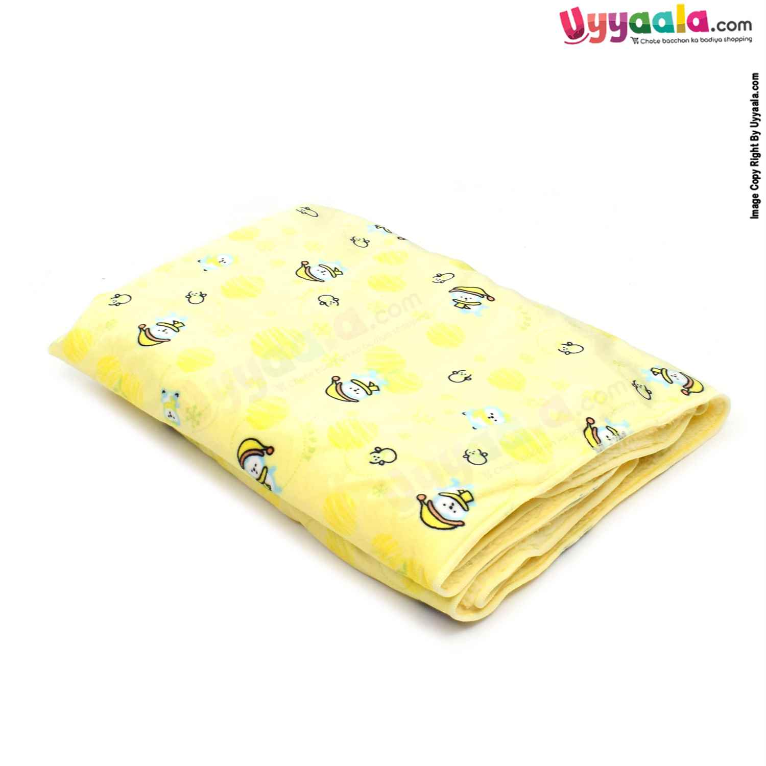 Super Soft Double Layered Blanket One Side Fur & Other Side Velvet, with Snow Man Print 0-24m Age, Size (101*73Cm)-Yellow