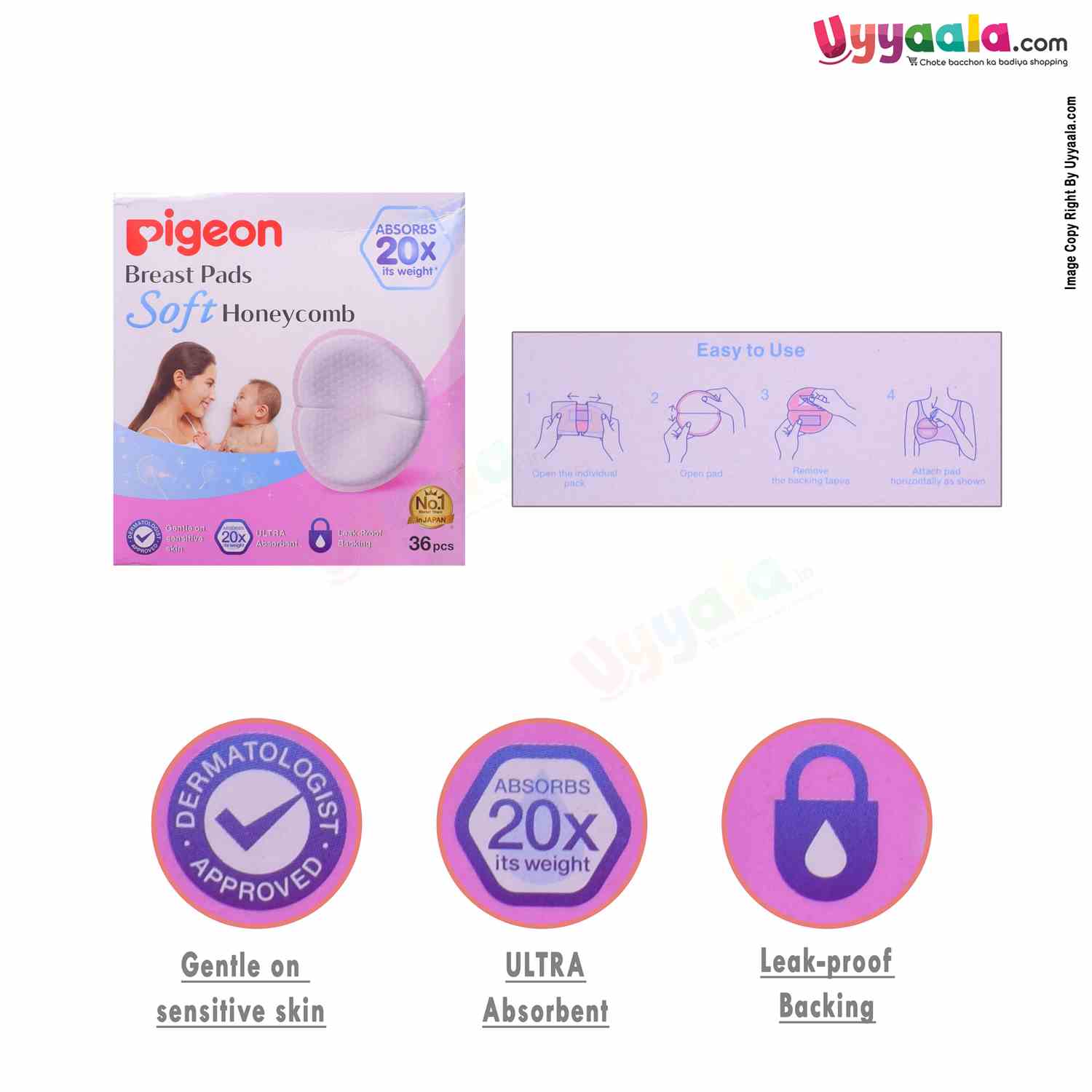 PIGEON Disposable Breast (Nursing) Pads Soft Honey Comb - 36pcs