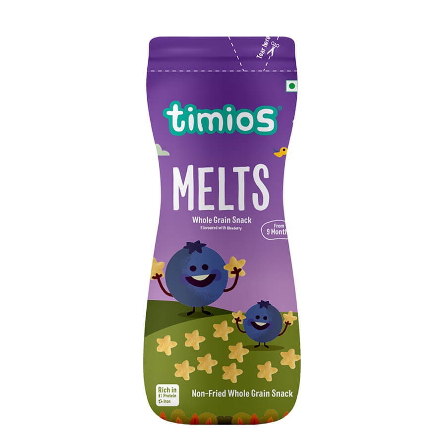 Buy Timios Melts - Blueberry flavored Puff Snacks for your Baby - 50gms online in India at uyyaala.com
