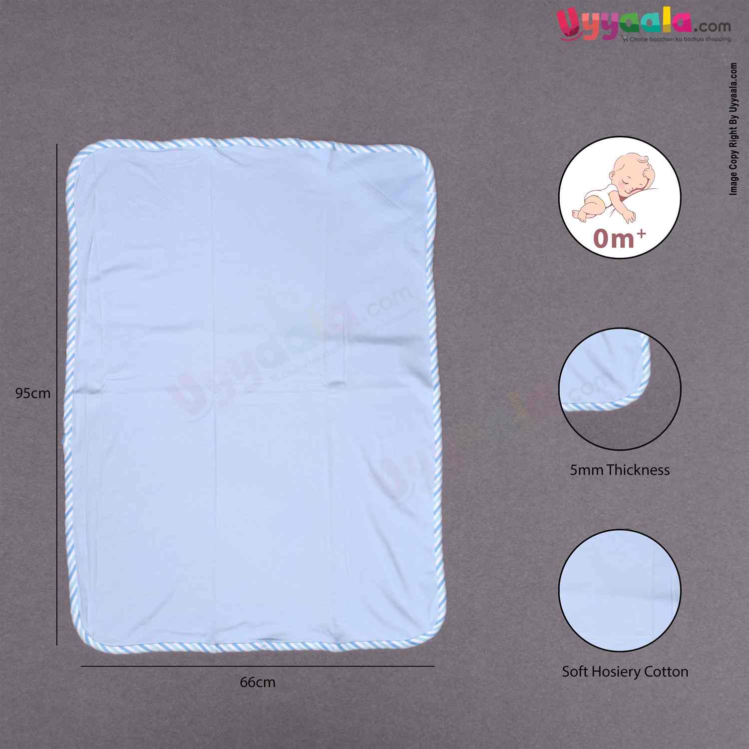 BABY STATION Hooded Single Layer Towel Hosiery Cloth Plain Bird Print 1pc 0+m Age, Blue