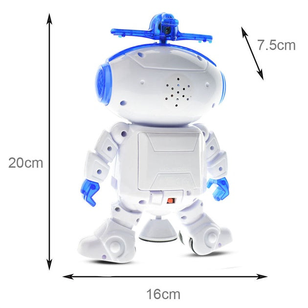 Dancing Robot, Battery Operated Toy With 360 Degree Rotation, Lights & Music - 3+Y, White