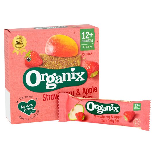 Organix Soft Oaty bars - Strawberry & Apple 12m+ ,Pack of 6