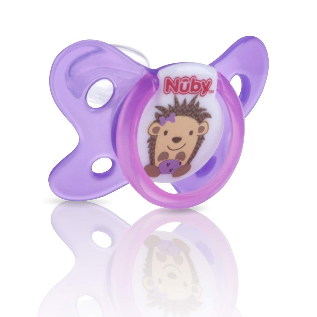 NUBY Classic oval soft pacifier with case - Violet, 0-6m