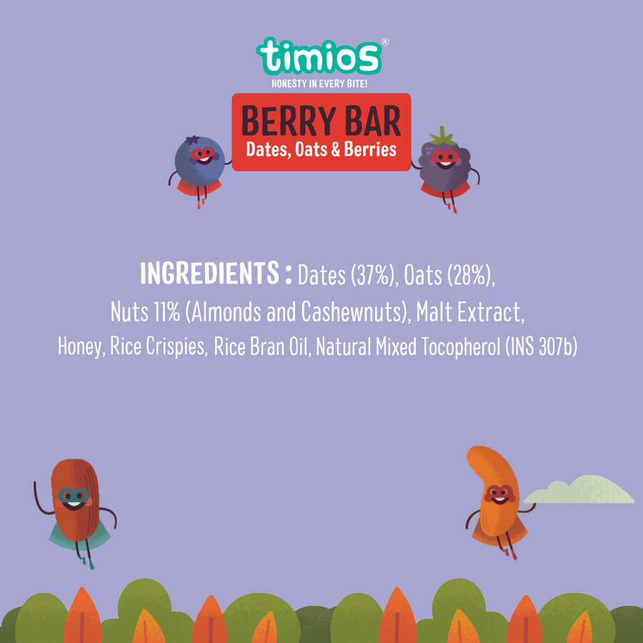 TIMIOS Berry Bar 4+ Years Natural & Healthy Energy Bars
