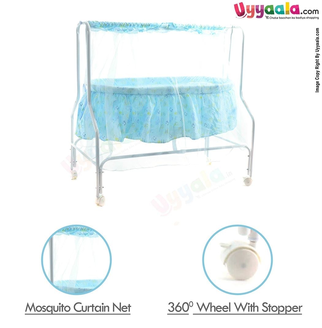 Baby Cradle With Protection Mosquito Net & Wheel Locking System