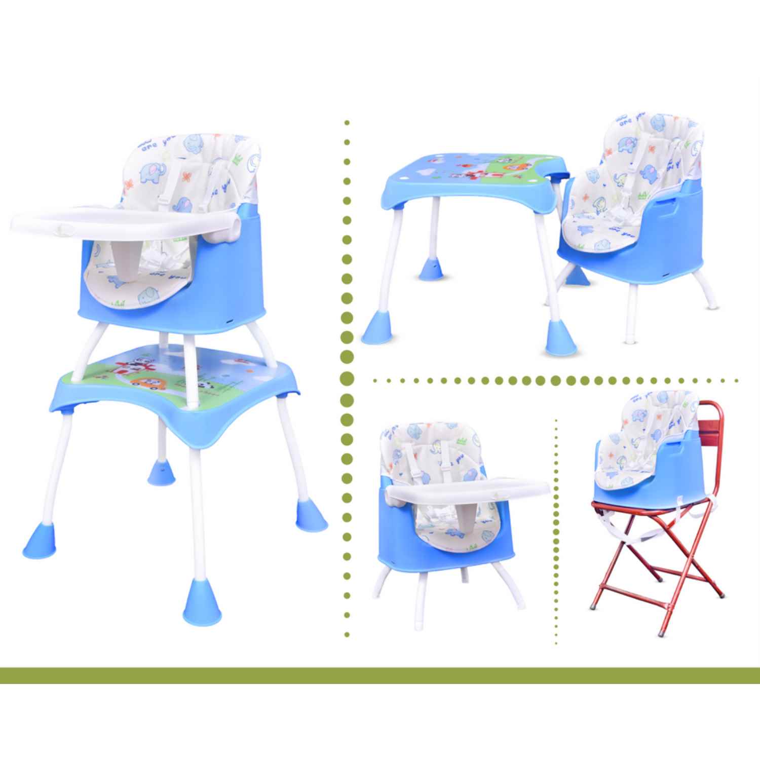 R FOR RABBIT Cherry Berry Grand Convertible 4 in 1 Feeding High Chair for Baby of 6 Month to 7 years