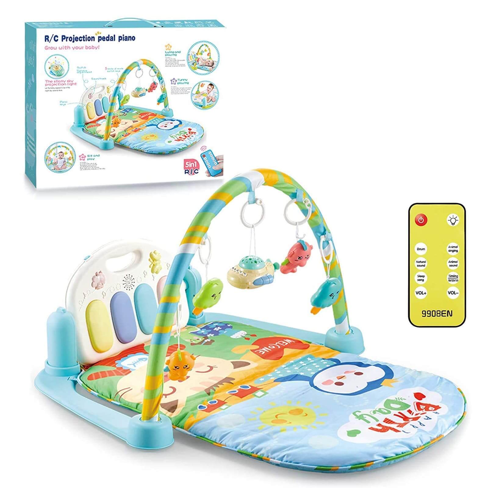 5 in 1 RC projection pedal piano play gym for babies