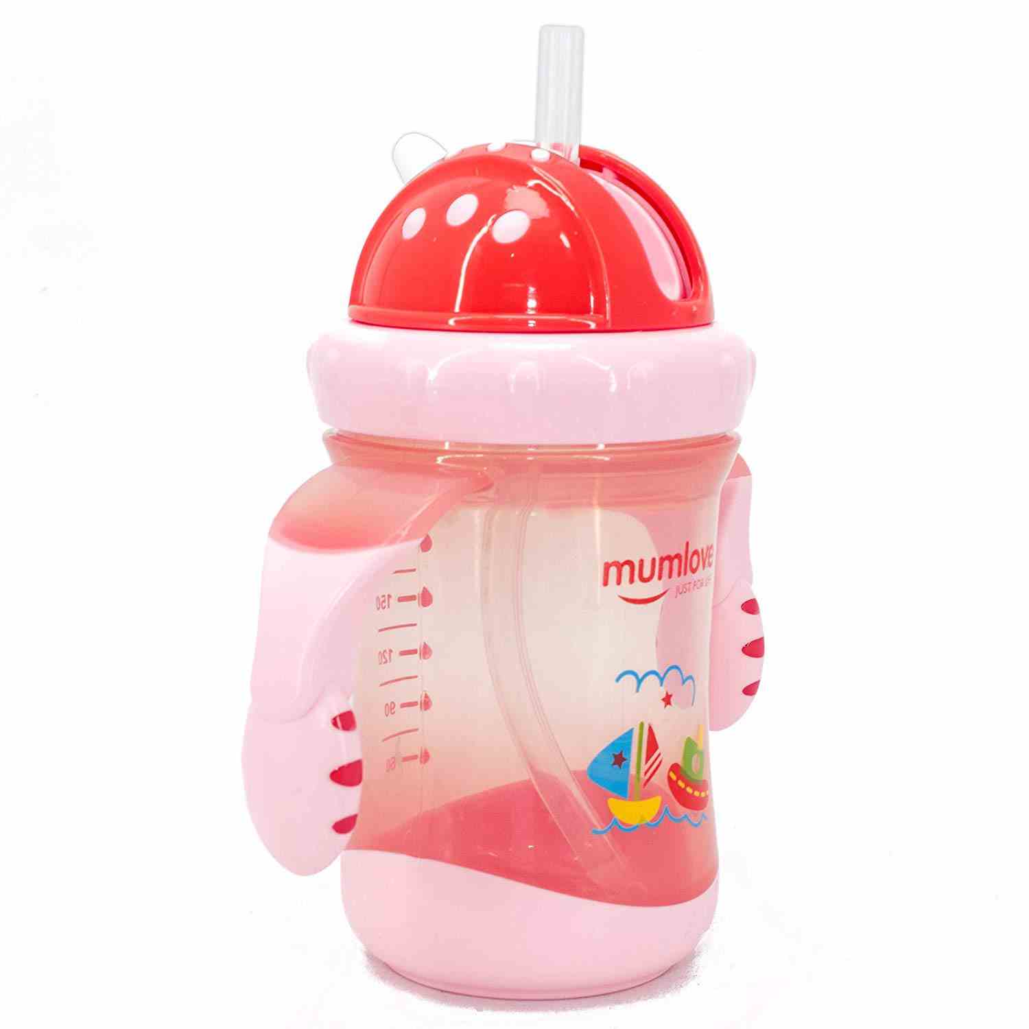MUMLOVE Baby Flexible Straw Cup 12+m Age, Peach - 200ml