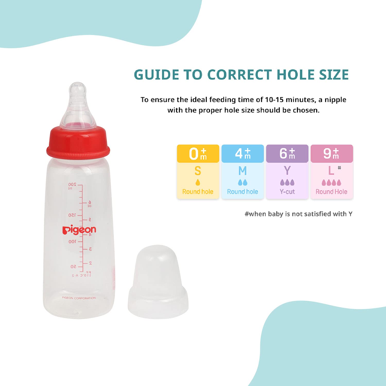 Pigeon Baby Feeding Bottle with Narrow Neck, 4+month - 200ml, Red