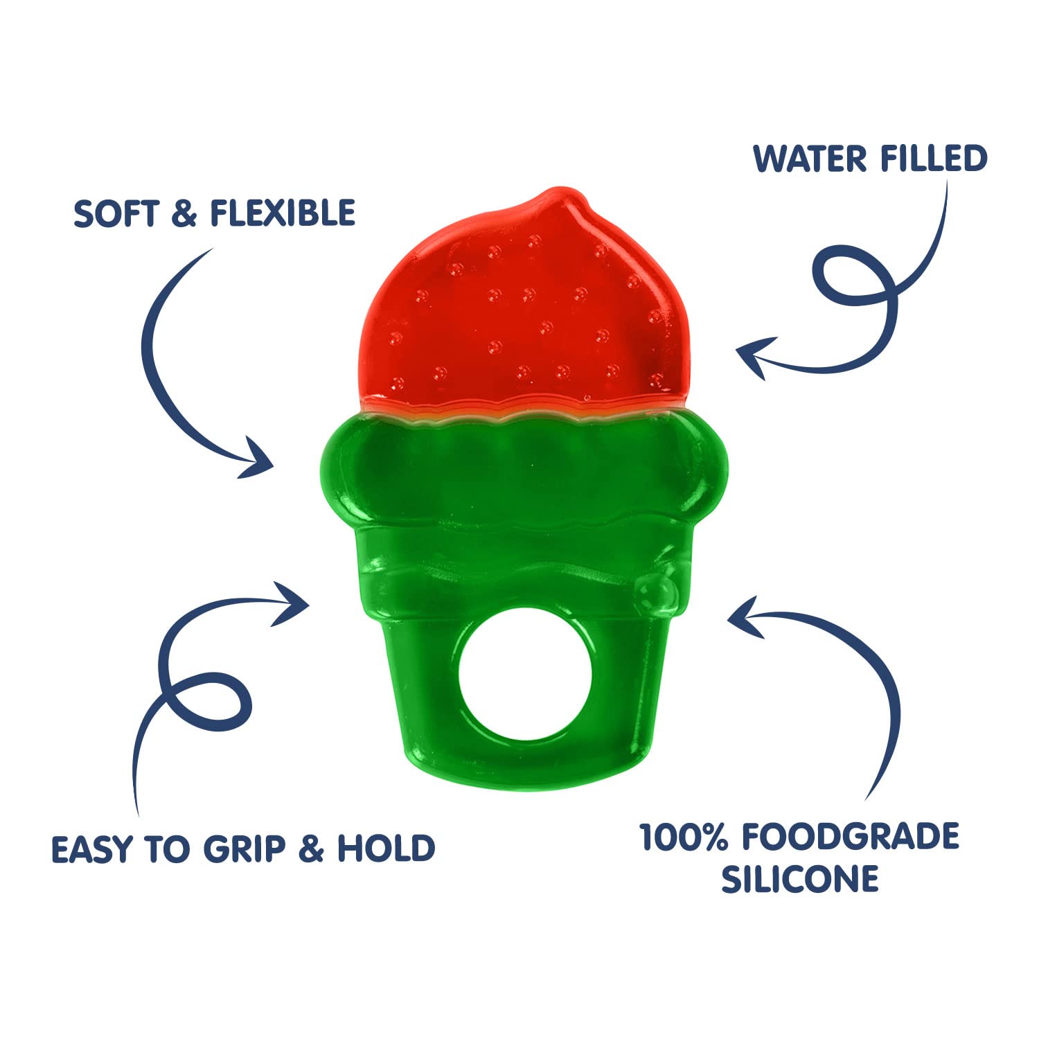 Hopop Easy Grip Water Filled Cooling Teether For Babies - Ice cream 4m+