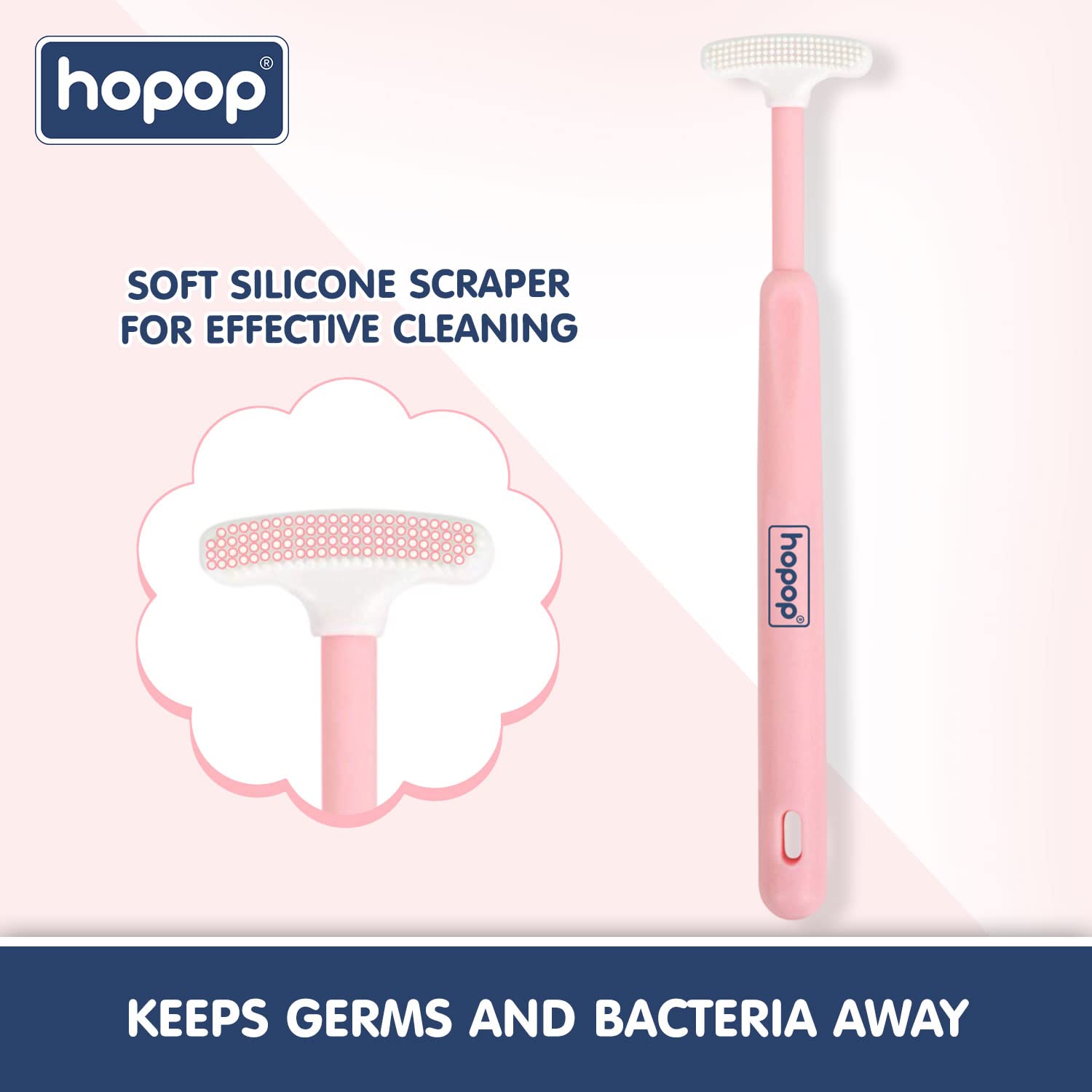 Hopop Soft & Gentle Tender Tongue Cleaner For Babies - Pink 6m+