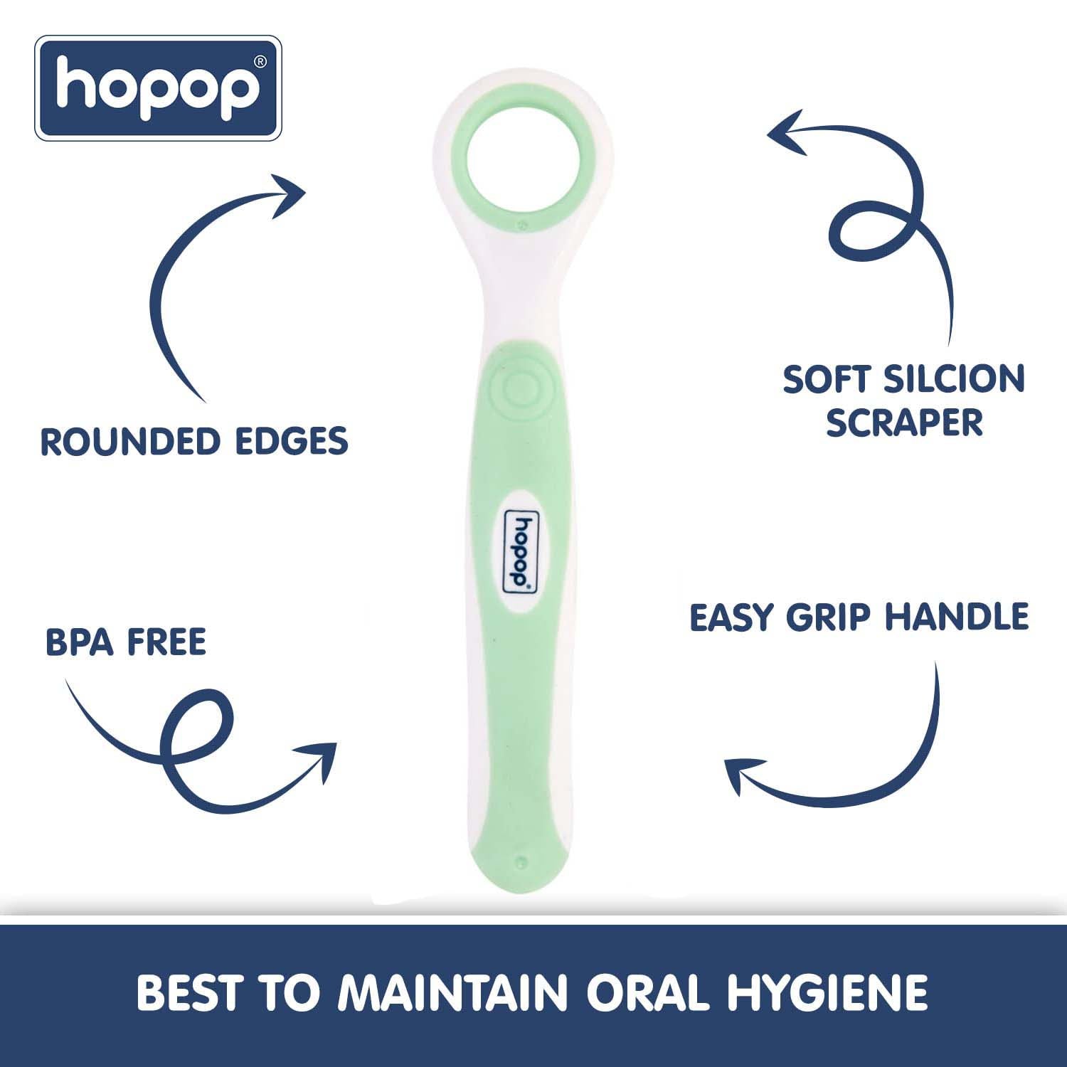 HOPOP Tongue Cleaner For Babies - Green 3m+
