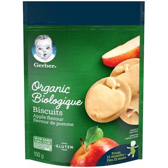 Buy Gerber Organic Biologique Apple flavored Biscuit Snacks for Baby - 150gms Online in India at uyyaala.com