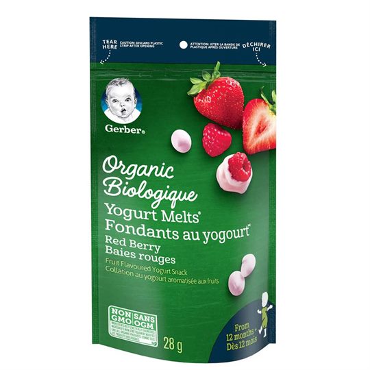 Gerber Biologique Yogurt melts - Red Berry, naturally flavored baby snack - 28g, 12+ months