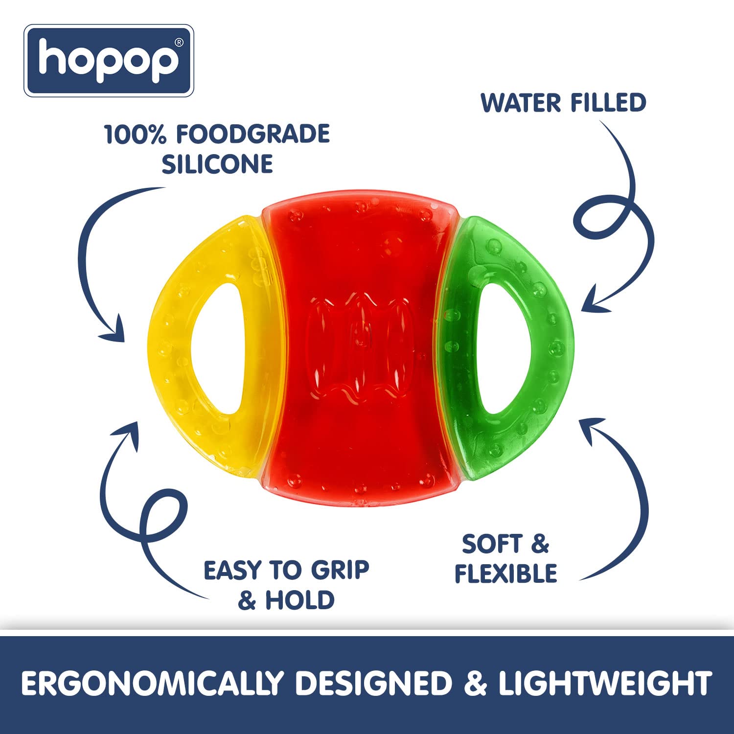 Hopop Easy Grip Water Filled Cooling Teether For Babies - Baseball 4m+