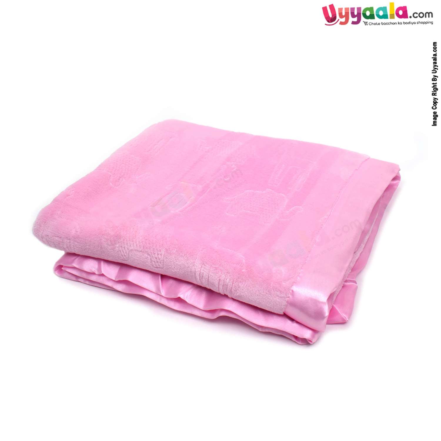 Double Layered Fur Blanket with Animal Imprints for Babies 0-24m Age, Size (100*81cm) - Pink