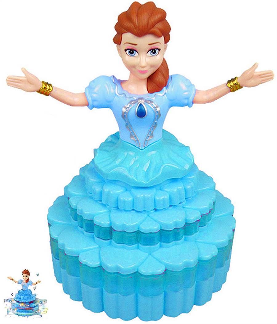 Beautiful Rotating Princess Battery Operated Toy For Kids With 3D Lights & Sound - 3+Y, Blue