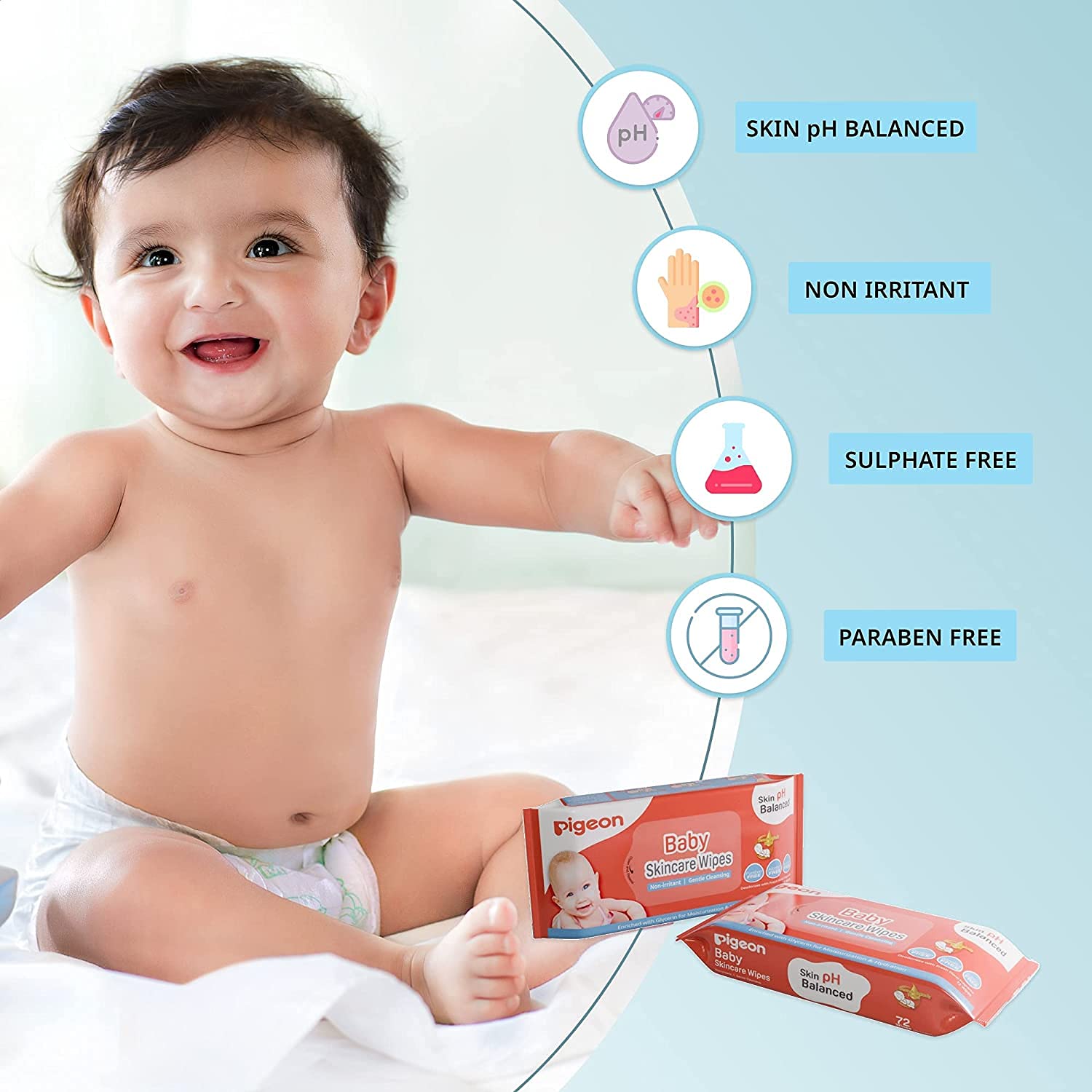 PIGEON Baby Skincare Wipes - 5Pack - 72pcs each