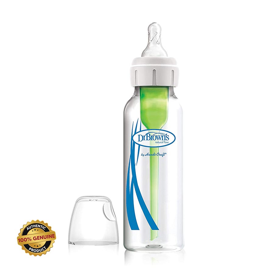 Dr Browns glass baby feeding Bottle narrow neck options+ anti colic 250ml, white 0+ months
