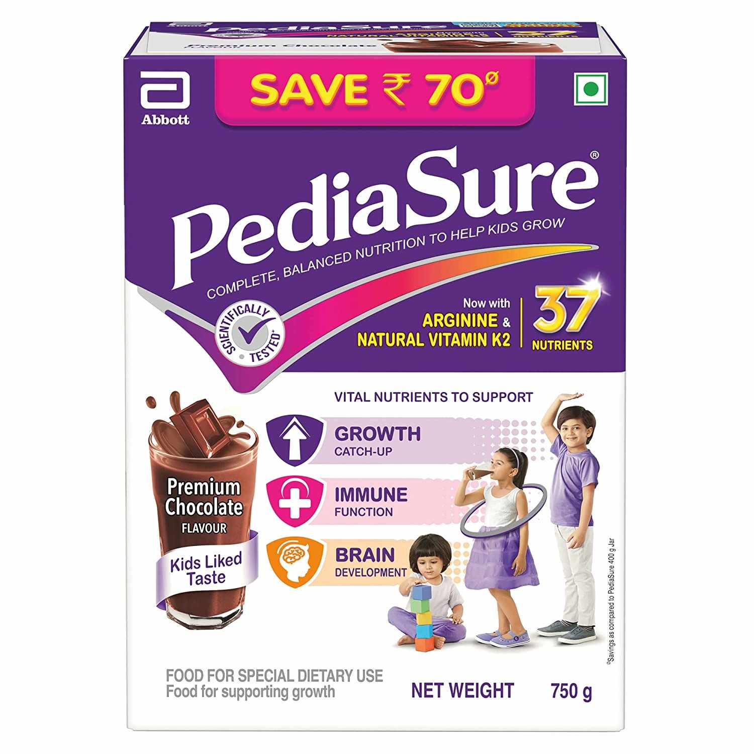 ABBOTT PediaSure Complete Balanced Nutrition To Help Kids Grow With Chocolate Delight Flavour for 2 Years - 750g