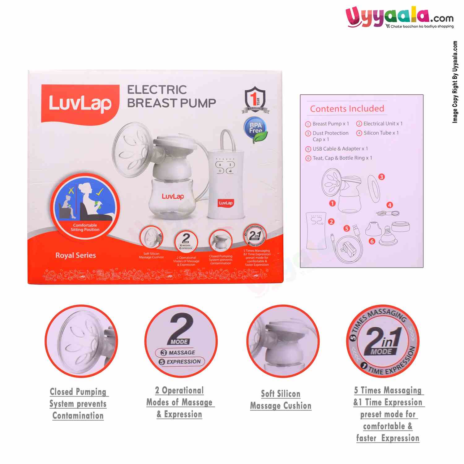 LUVLAP Electric Breast Pump Royal Series