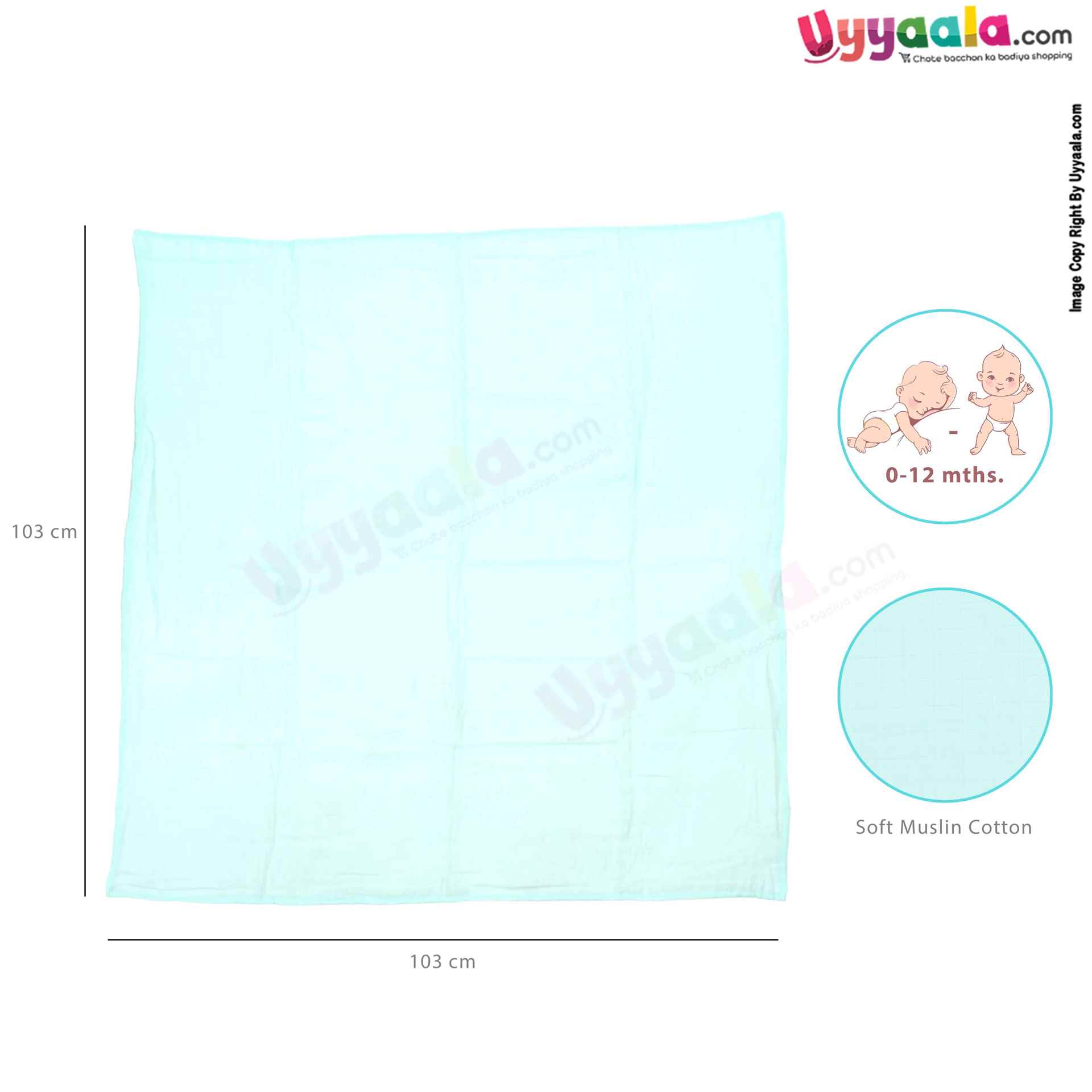 NUM-NUM Muslin Cotton Wrapper for Babies 3p Set 0+m Age, Size (103*103cm)-Multi Color