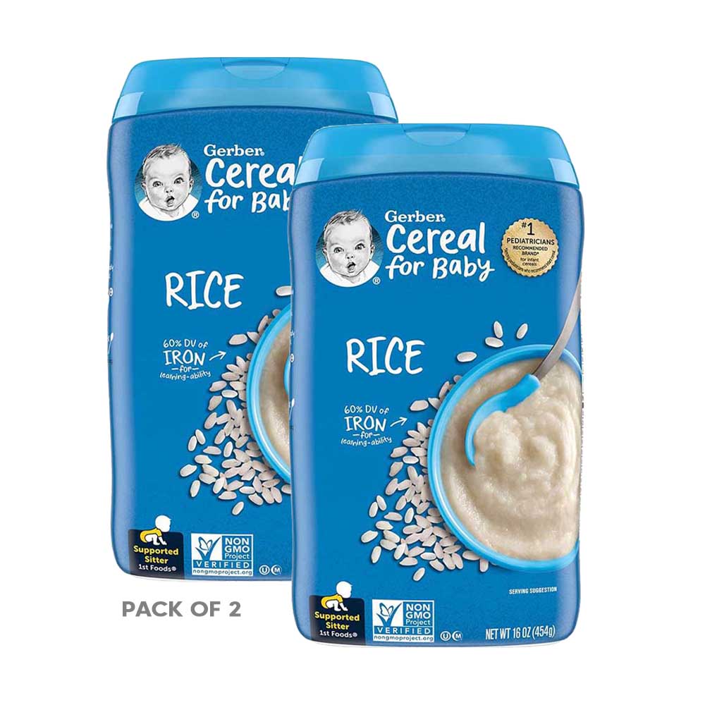 GERBER cereals - Rice single grain cereals - 454g - supporting sitter 1st foods, Pack of 2