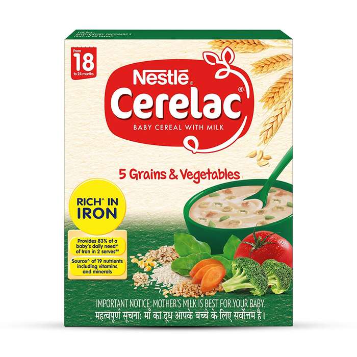 Buy Nestle Cerelac Baby Cereal with Milk, 5 Grains & Vegetables Online in India at uyyaala.com