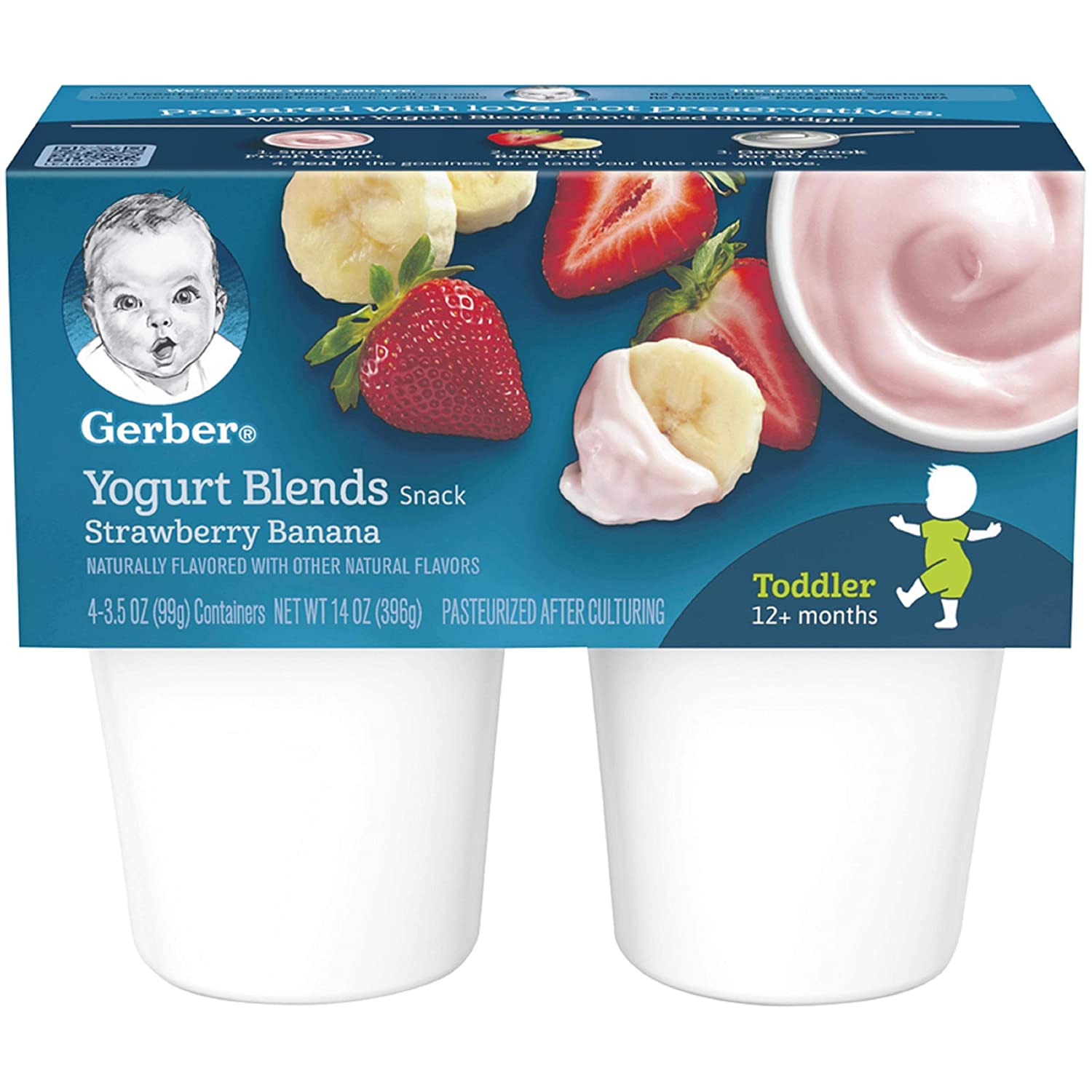 GERBER Yogurt blends - Strawberry banana, naturally flavored baby snack - 396g ,pack of 4 - 12 + months