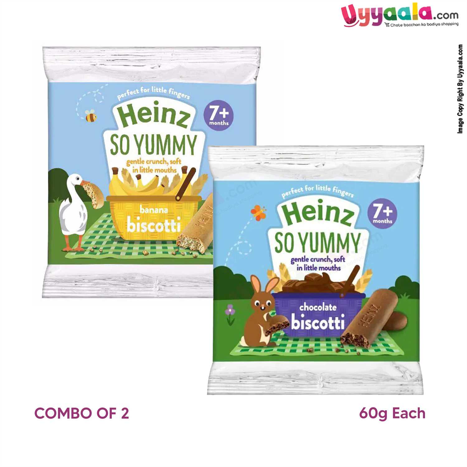 HEINZ SO YUMMY Banana & Chocolate biscotti for Kids snacks Combo of 2 - Banana & Chocolate Biscuits (60 g each)