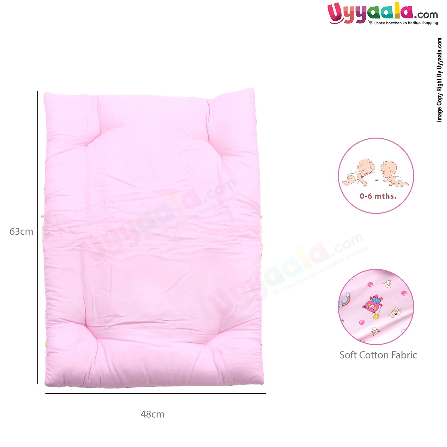 Baby velvet Bedding Set of 4 with Bolster and Pillow, Bear Print 0-6m Age - Pink-uyyala-com.myshopify.com-Bedding-Happy Babies