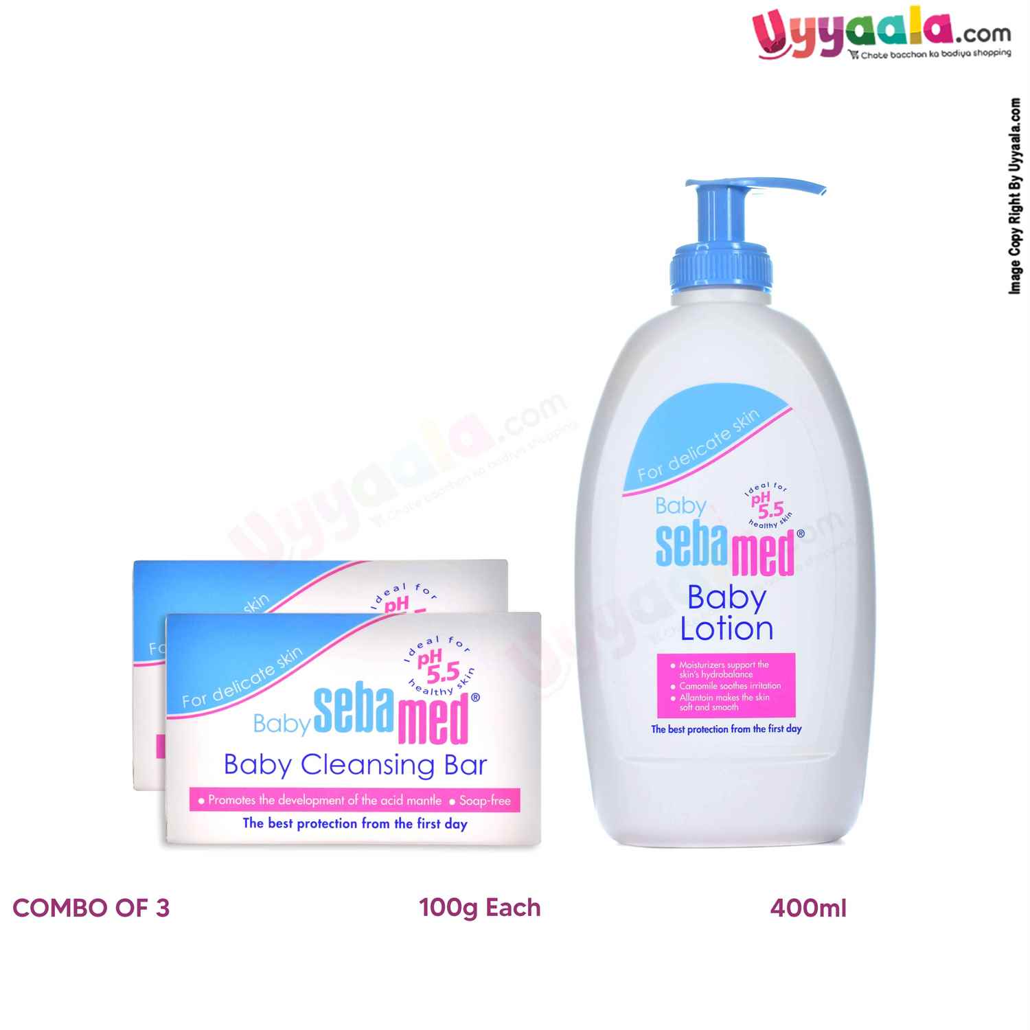 SEBAMED Baby Cleansing Bar 100g Pack of 2 & Baby Lotion Soft Skin 400ml ( Combo Pack )