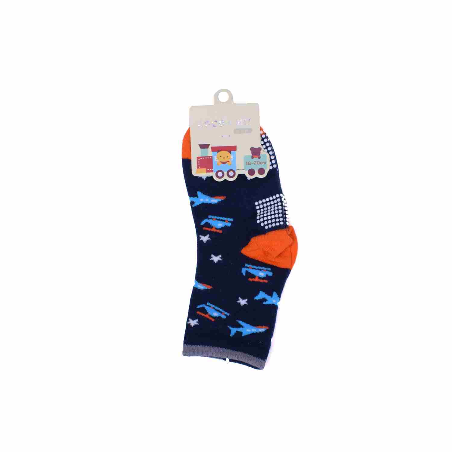 COCO BU Grip Socks Aeroplane Print (18-20cm) - Blue