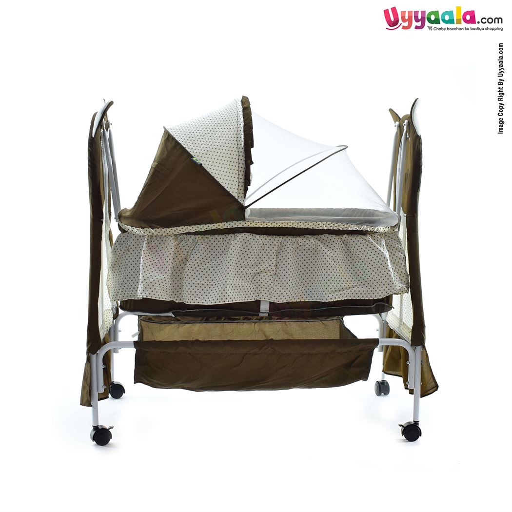 COOL BABY Bear Shape Cradle With Mosquito Protection Net, Storage Space & Wheel Locking System
