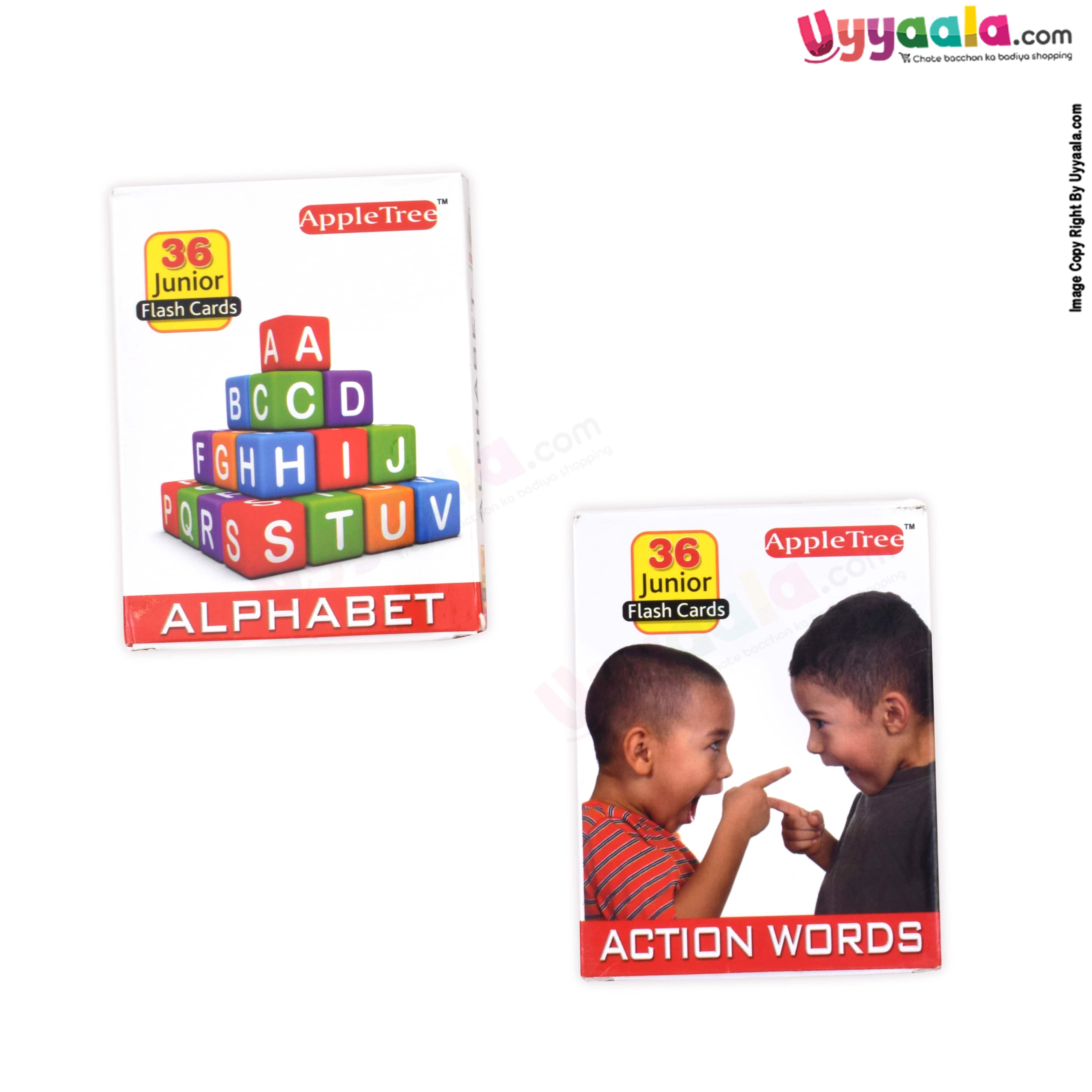 Apple Tree junior flash cards pack of 2 - action Words & alphabets