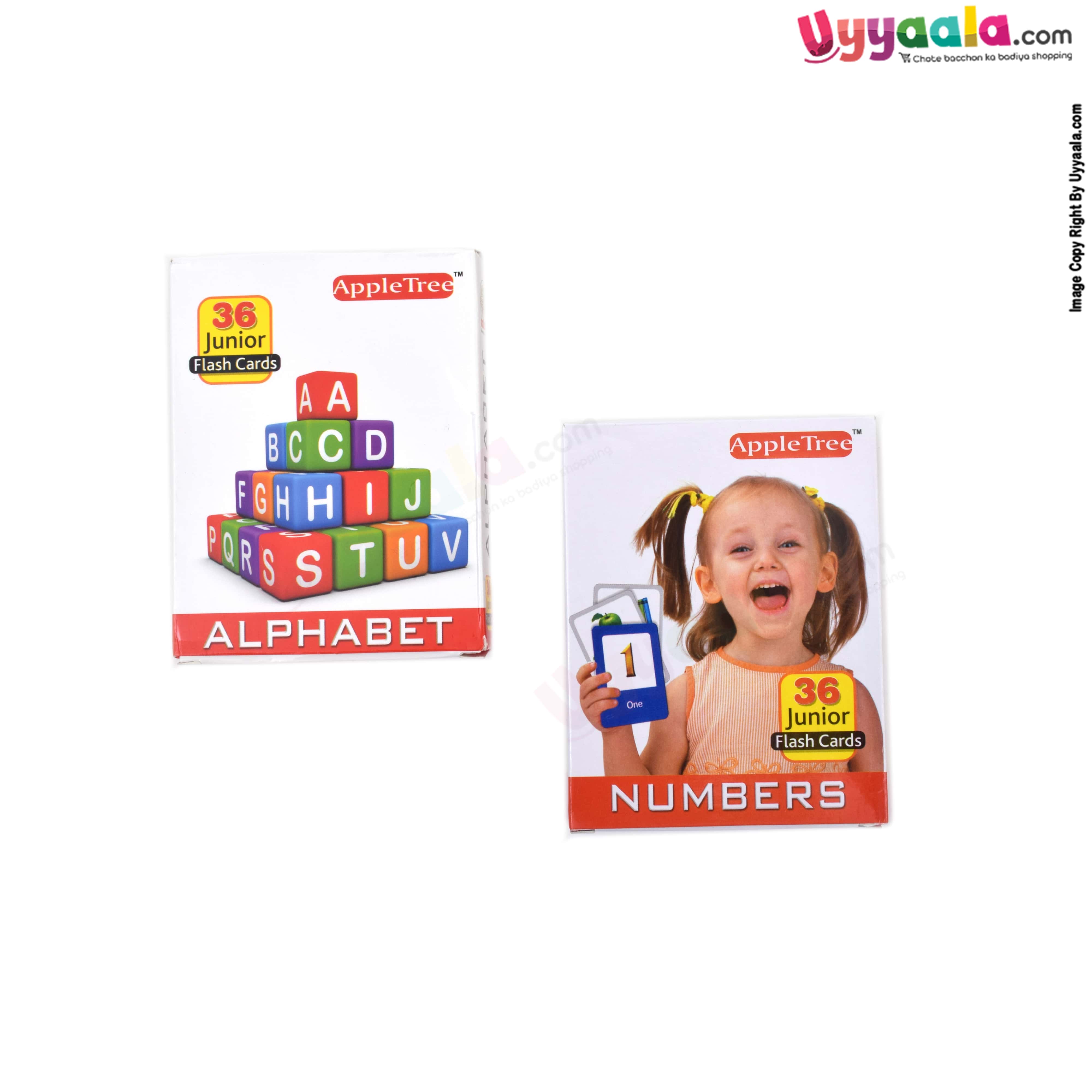 APPLE TREE junior flash cards pack of 2 - numbers & alphabets