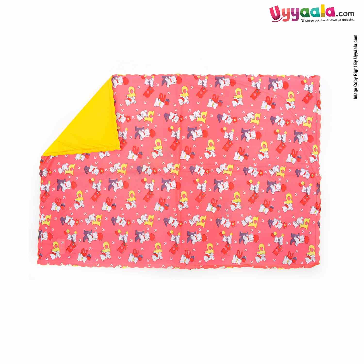 Plastic Sleeping mats Water Proof bed Protector with Foam Cushioned for Babies with Alphabets & Teddy Bear Print Medium