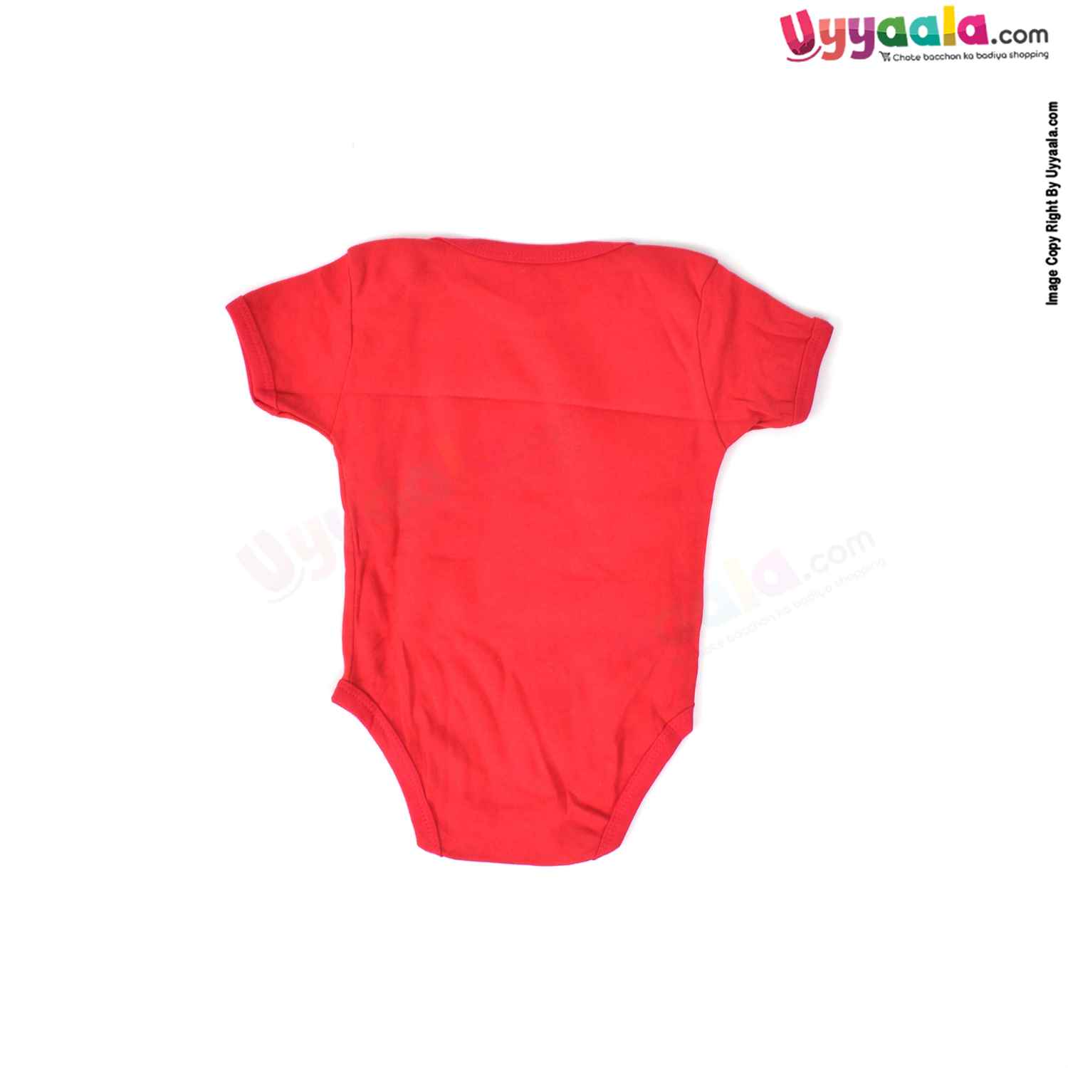 Precious One Short Sleeve Body Suit 100% Soft Hosiery Cotton - Red with Lion Print (9-12M)