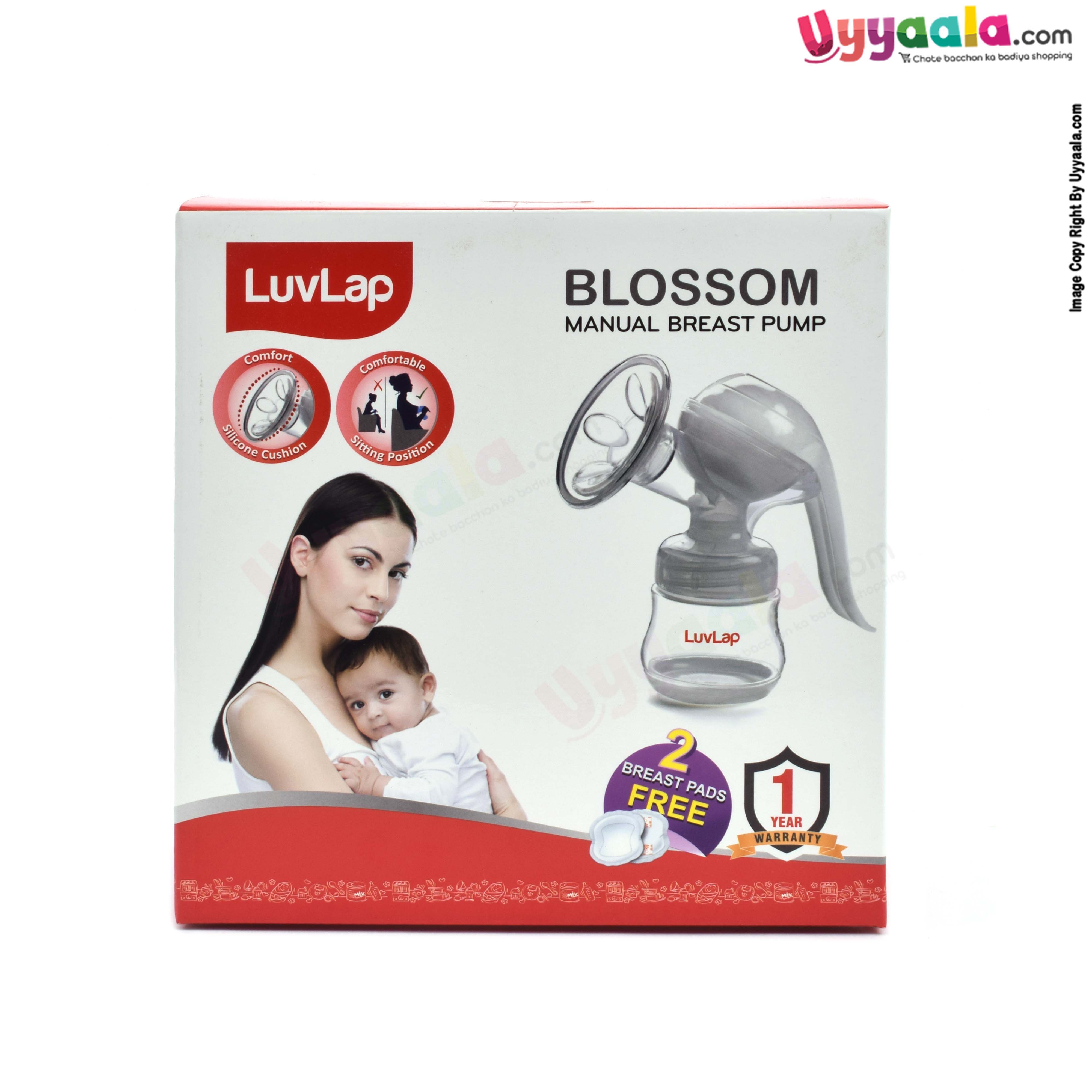 LUVLAP Blossom Manual Breast Pump with 2 Breast Pads Free
