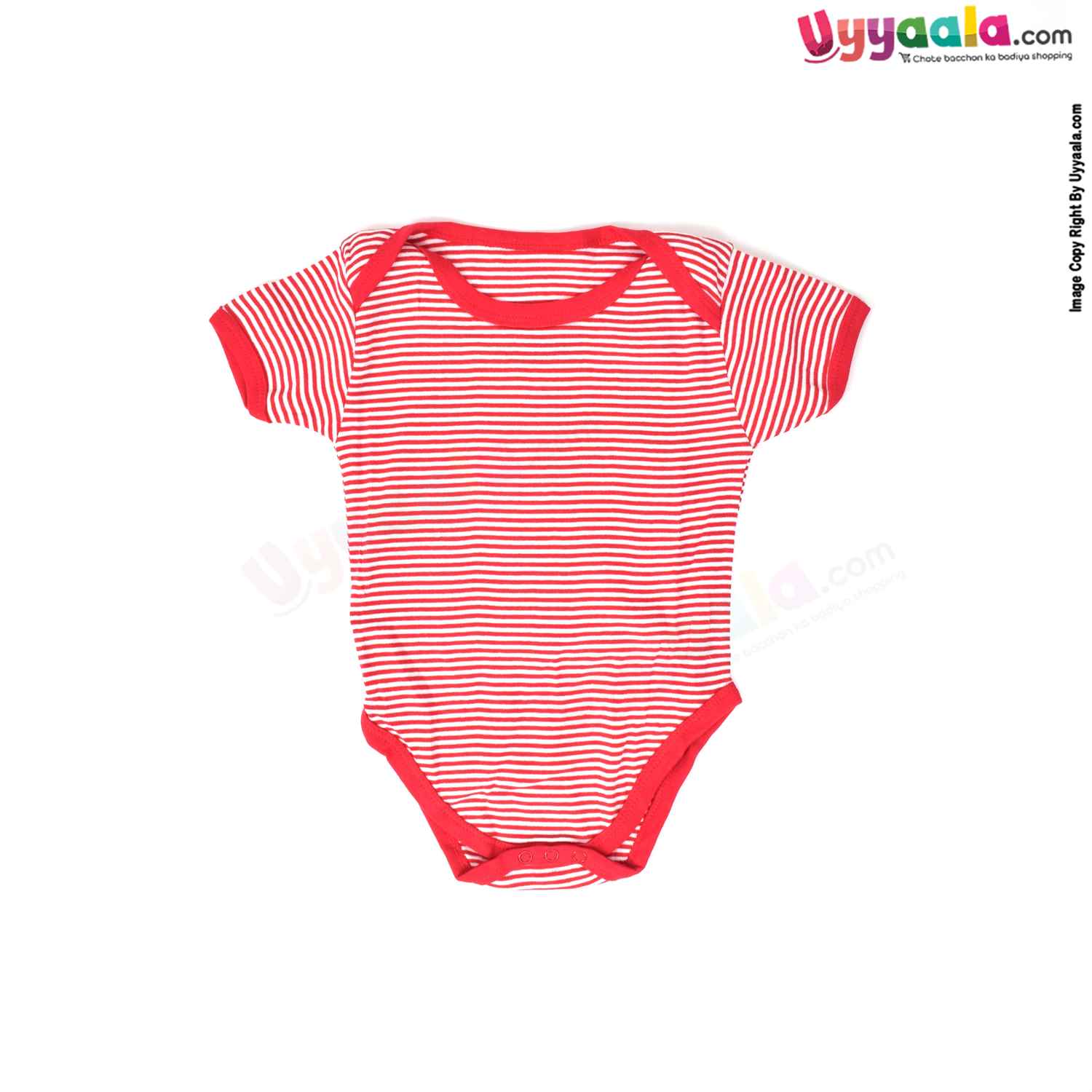 Precious One Short Sleeve Body Suit 100% Soft Hosiery Cotton - White & Red Stripes (9-12M)