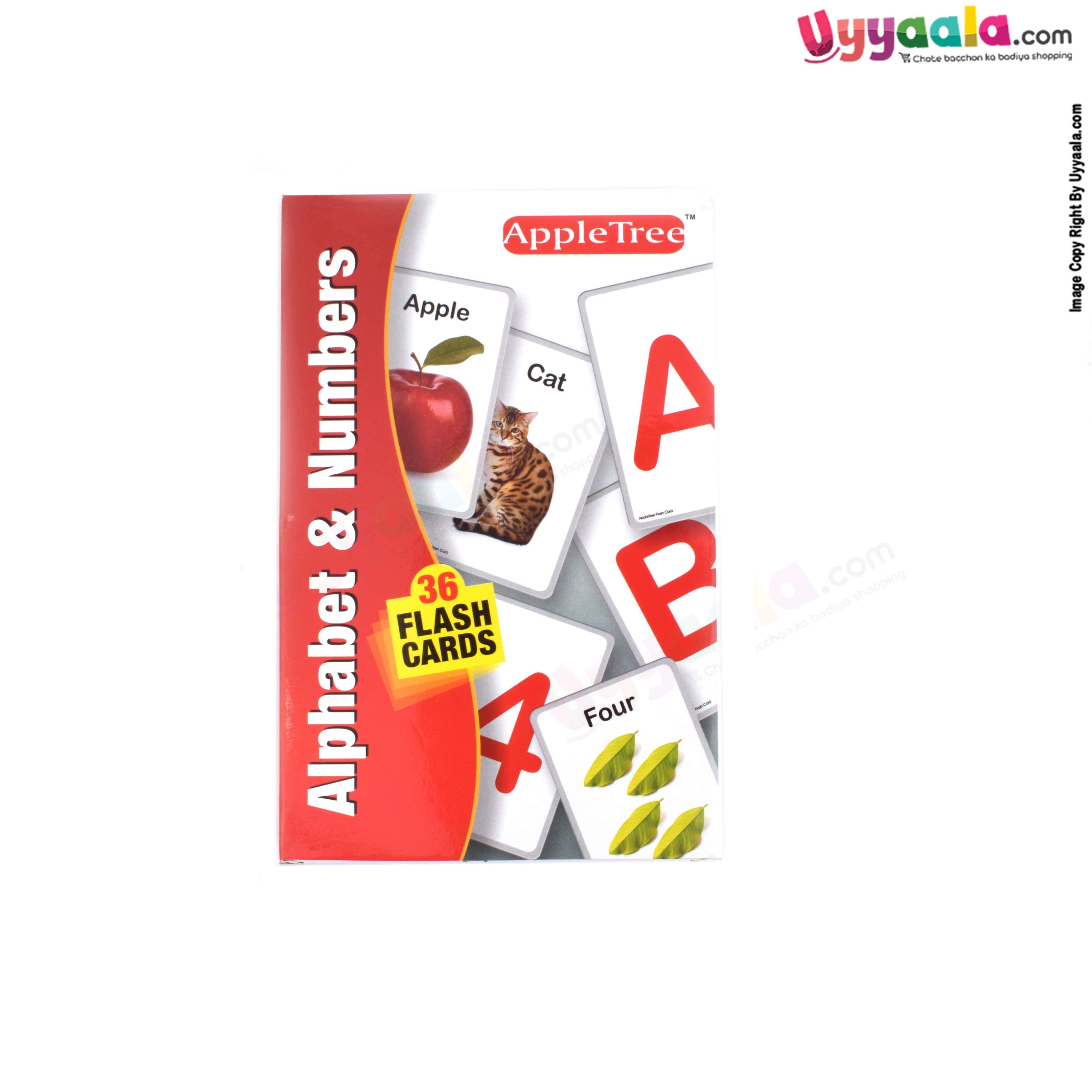 APPLE TREE flash cards alphabets & numbers - 36 Pcs