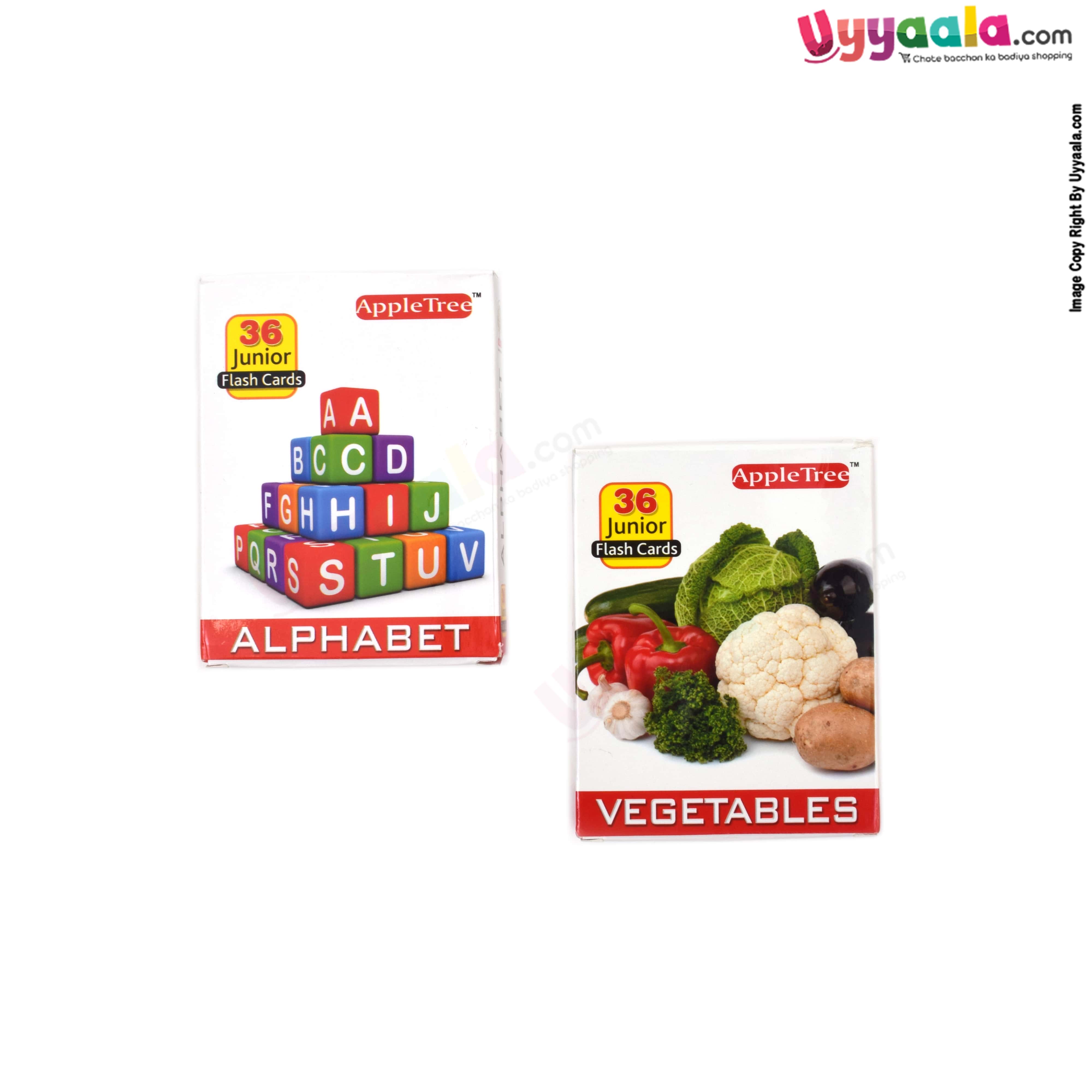 APPLE TREE junior flash cards pack of 2 - alphabets & vegetables