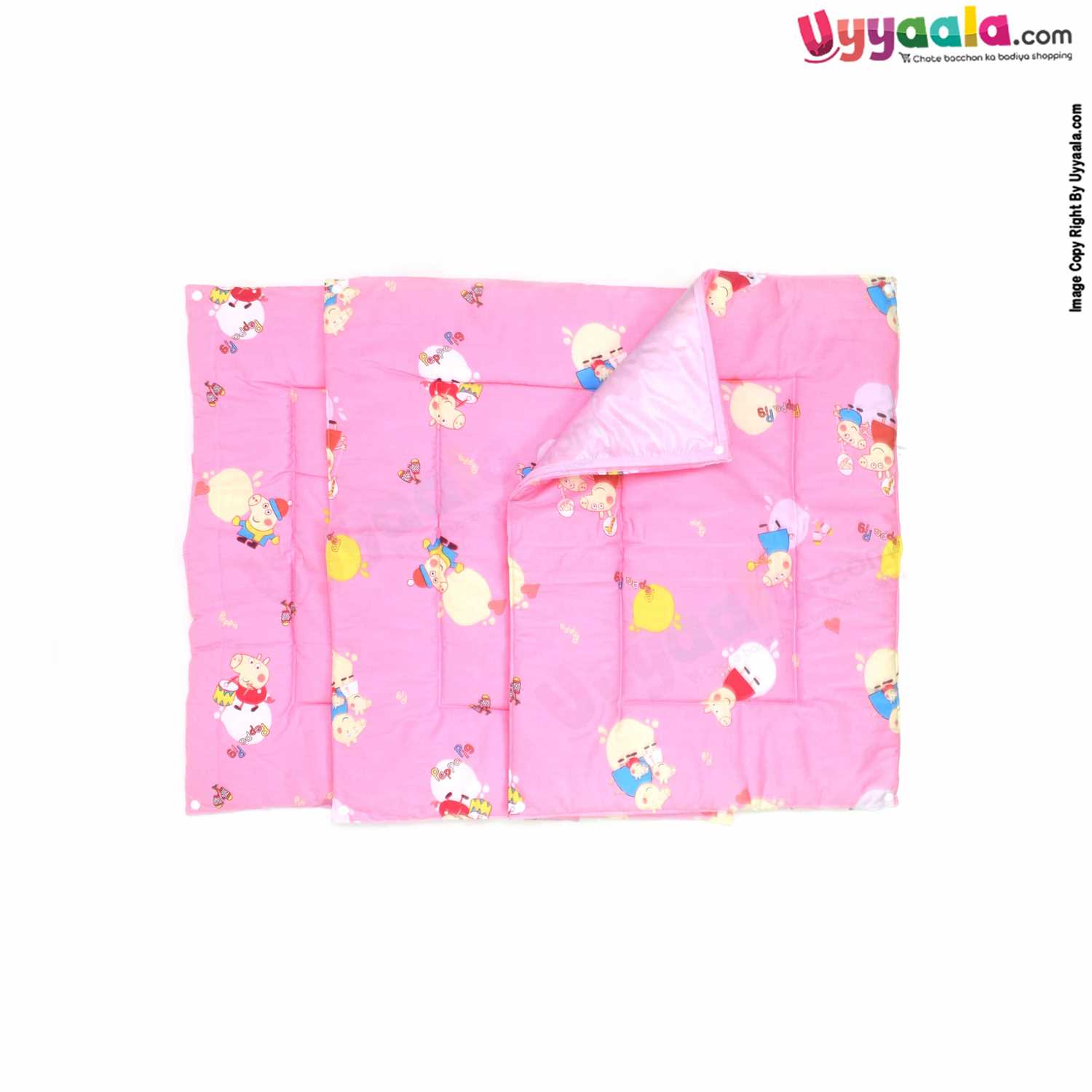 Cotton Foam Cushioned & Plastic detachable Changing Sheets 3 in 1 Set With Peppa Pig & Balloon Print - Pink