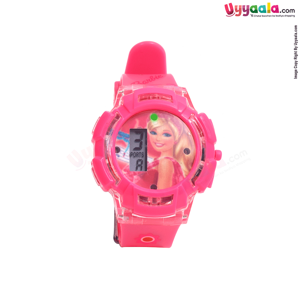 Barbie analog digital watch with led lights & music for kids